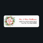 Etiqueta Acuarela Poinsettia Wreath Merry Christmas<br><div class="desc">Traiga la alegría de las vacaciones con esta corona de poinsettia acuática con Feliz Navidad en la etiqueta central.</div>