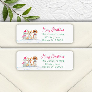 Etiqueta Acuarela Tres Perros Listos Para Navidades