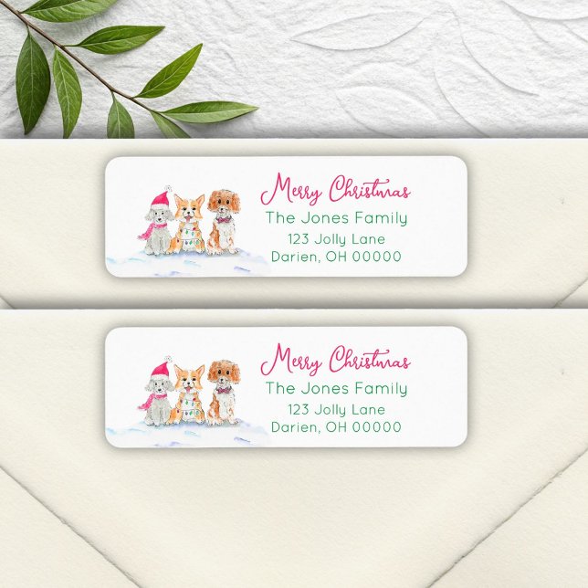 Etiqueta Acuarela Tres Perros Listos Para Navidades (Subido por el creador)