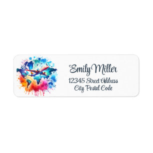 Etiqueta Acuarela Viajemos por el diseño del mundo