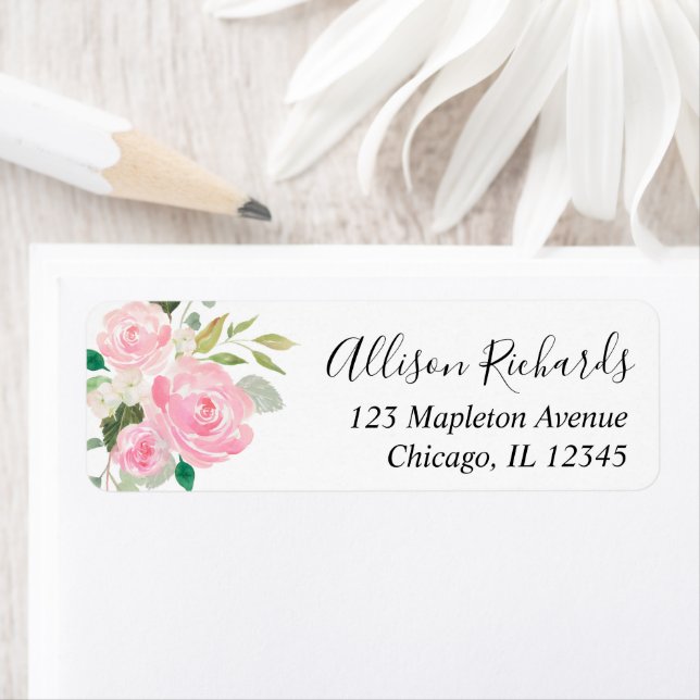 Etiqueta Acuarelas florales de vegetación blanca rosa sonro (In situ)