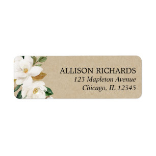 Etiqueta Acuarelas florales poner crema blancas de Kraft de
