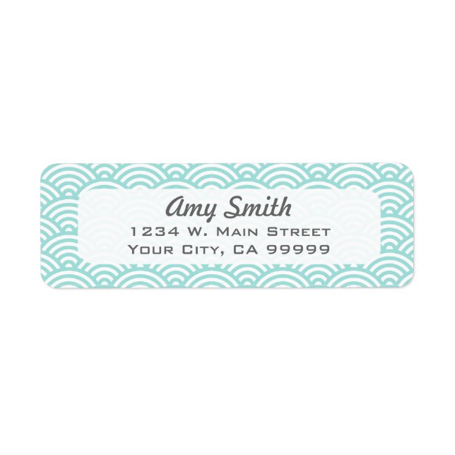 Etiqueta Acuario de luz geométrica y patrón asiático blanco (Frente)