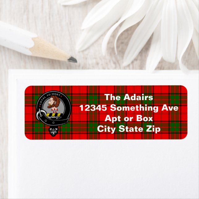Etiqueta Adair Clan Badge & Tartan Personalizado (In situ)