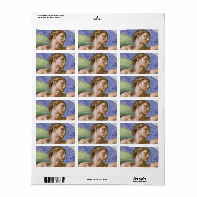 Etiqueta Adam, Capilla Sixtina de Michelangelo (Hoja Entera)