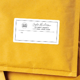 Etiqueta Add Logo Black Border Calligraphy Return Address