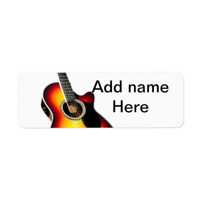 Etiqueta Add you name text brown acoustic guitar editable t (Frente)