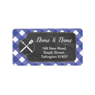 Etiqueta Address Labels Blue gingham BBQ Chalk