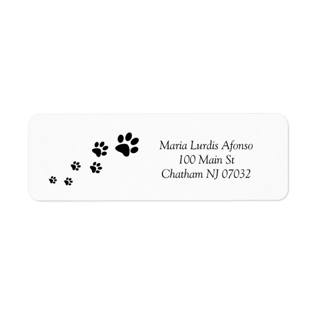 Etiqueta Address Labels Cat Dog Paws Black (Frente)