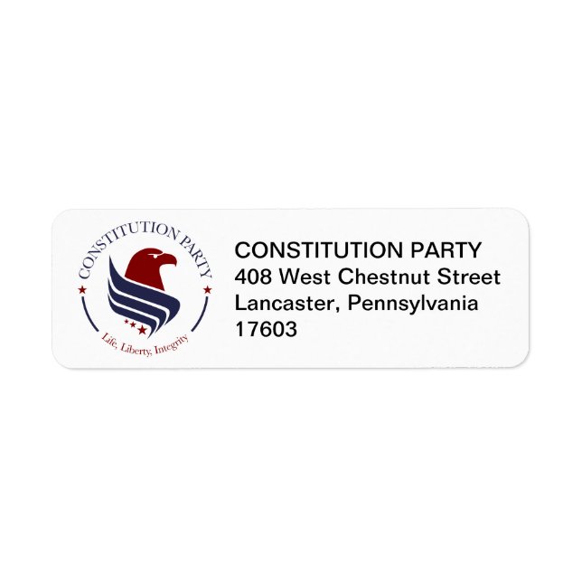 Etiqueta Address Labels, Constitution Party (Frente)