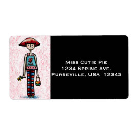 Etiqueta Address Labels, Cute Red Headed Girl Illustration