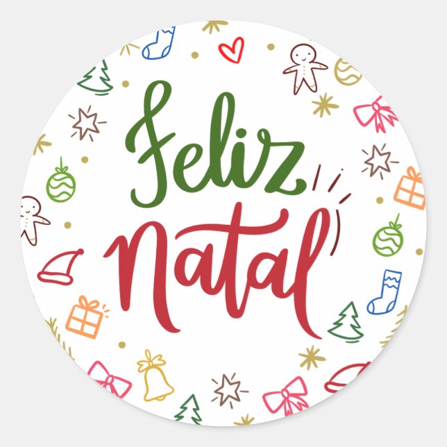Etiqueta adesiva de Feliz Natal (Anverso)
