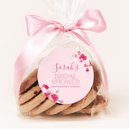 Etiqueta adhesiva brillante de flor rosa para favo