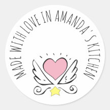Etiqueta Adhesiva de Comida Hecha Con Amor Corazón