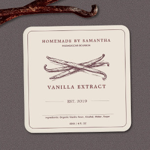 Etiqueta Adhesiva de Extracto de Vainilla Vintage