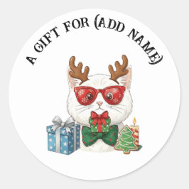 Etiqueta adhesiva de gato de Navidad lindo