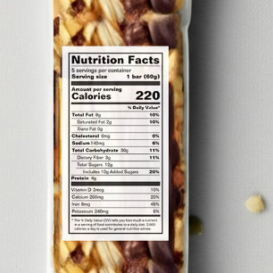 Etiqueta adhesiva de información nutricional de al