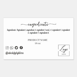 Etiqueta adhesiva de ingrediente de producto con l