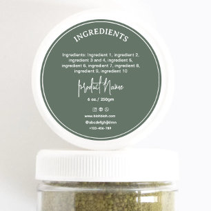 Etiqueta adhesiva de ingrediente verde bosque para