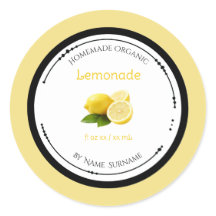 Etiqueta adhesiva de limonada orgánica casera