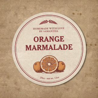 Etiqueta adhesiva de mermelada de naranja casera v