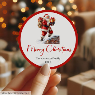 Etiqueta adhesiva de Santa Claus linda para niños