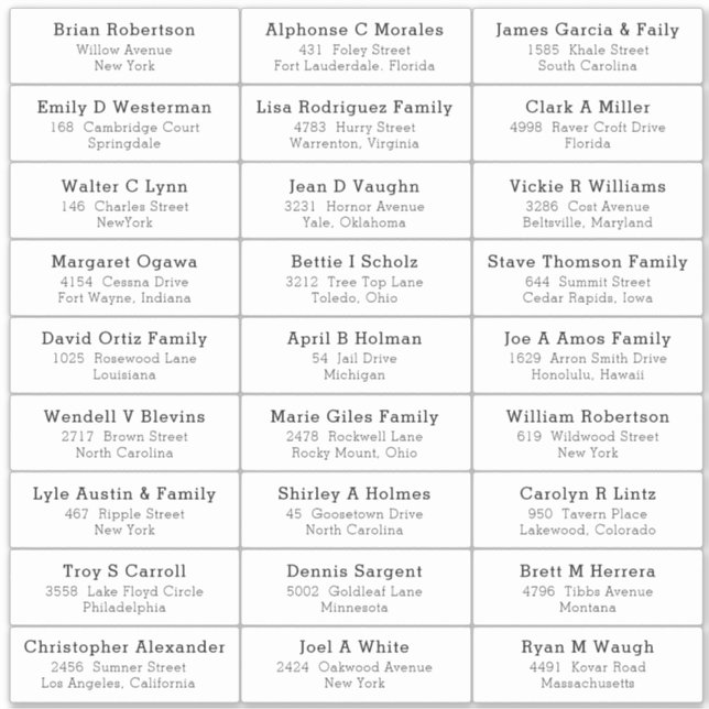 Etiqueta adhesiva para dirección de invitado de la (Anverso)