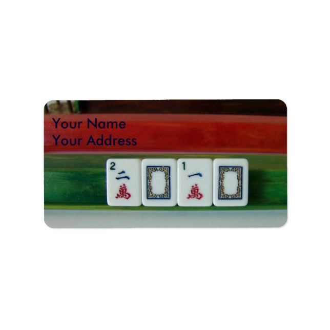 Etiqueta Adicción de Mah-Jongg (Frente)