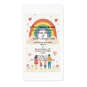 Etiqueta Adopción de Baby Shower arcoiris