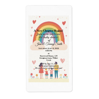 Etiqueta Adopción de Baby Shower arcoiris