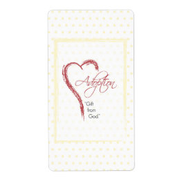 Etiqueta Adopción, puntos religiosos, amarillos con corazón