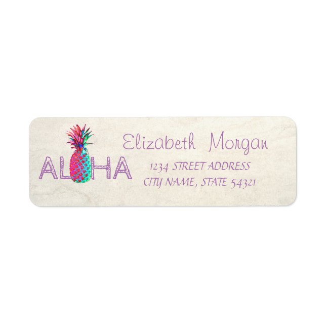Etiqueta adorable Aloha Hawaiian Pineapple-Address (Frente)