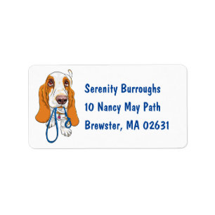 Etiqueta Adorable Cachorro Amantes Caricatura Basset Hound