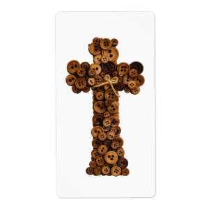 Etiqueta adorable Cruz de Botón de Madera Cristiano Direcci