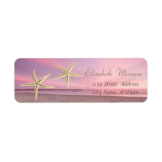 Etiqueta Adorable Starfish Beach Sunset (Frente)