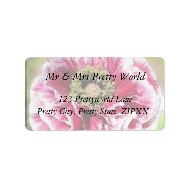 Etiqueta Adormidera escurridiza - Rosa rico (Frente)