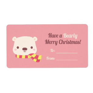 Etiqueta Adorno Divertido para una Navidad Peri Bear
