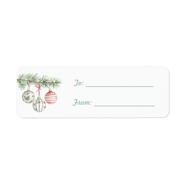 Etiqueta Adornos Navideños Redondos Mint Rojo Blanco (Frente)
