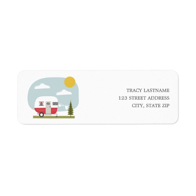Etiqueta Adventure Retro Camper Red Neutral Baby Shower (Frente)