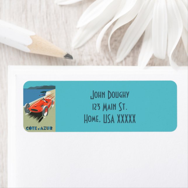 Etiqueta Afiche de Viaje de la Costa Azul (In situ)