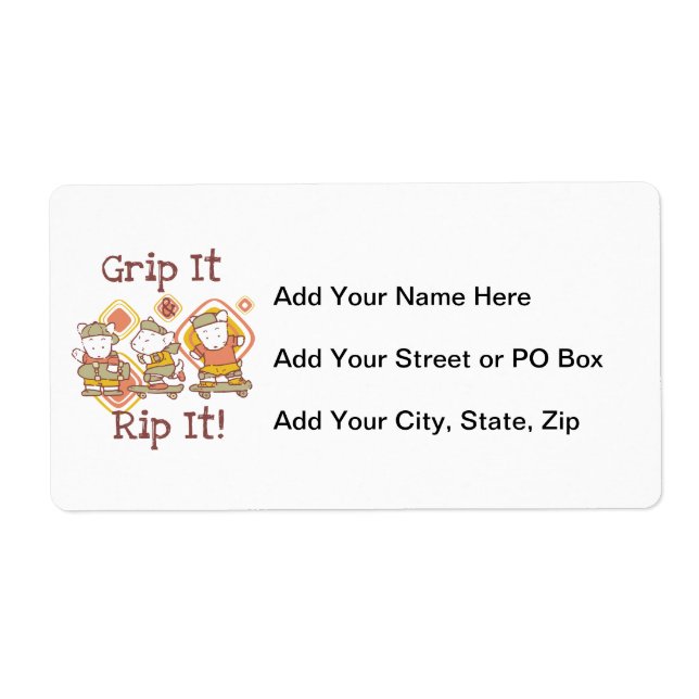 Etiqueta Agárrelo y rasgúelo que anda en monopatín (Frente)