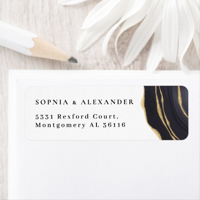 Etiqueta Agato negro y oro (In situ)