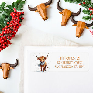 Etiqueta Agua de invierno Texas Longhorn Calf Snow
