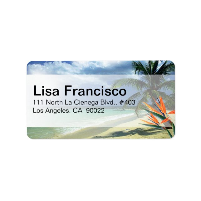 Etiqueta Agua Esmeralda Playa Tropical Hawái Jamaica (Frente)