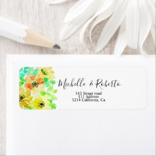 Etiqueta Agua floral amarillo verde