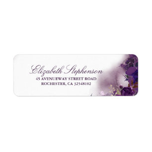 Etiqueta Agua Floral Púrpura de berenjena