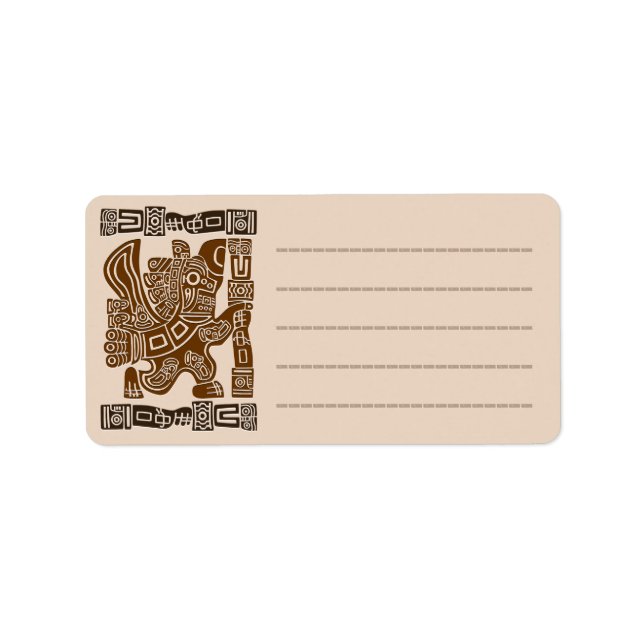 Etiqueta Águila azteca guerrera arte tribal antiguo (Frente)