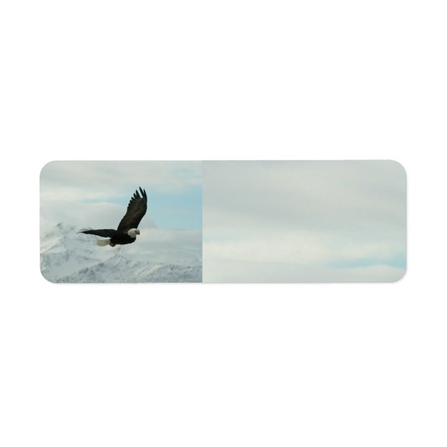 Etiqueta Águila calva y montañas (Frente)