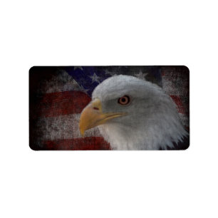 Etiqueta Águila Patriótica y Bandera