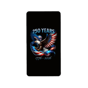 Etiqueta Águila y bandera patrióticas 250 años 1776-2026